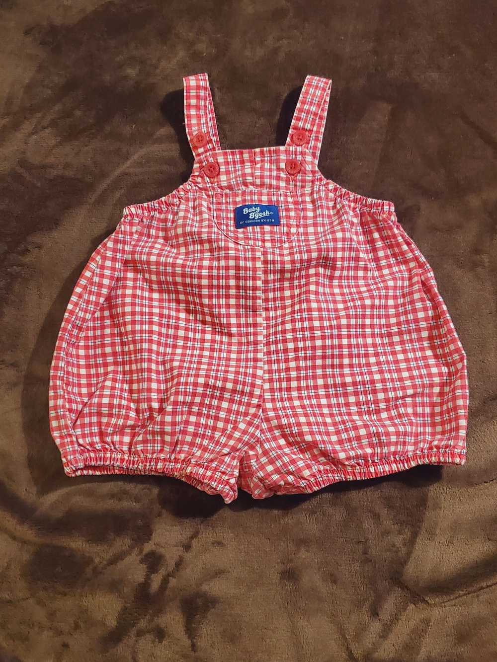 OshKosh B'gosh Vintage Gingham Bubble Romper Overalls Size 18M